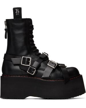 R13 Strapped Double Stack Boots - Black