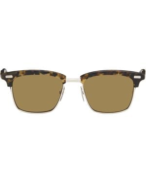 Thom Browne Acetate & Titanium Rectangular Sunglasses - Brown