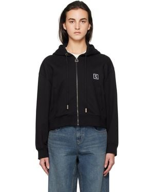 WOOYOUNGMI Back Logo Hooded Zip-Up Hoodie - Black