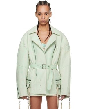 KNWLS Ssense Exclusive Nihil Leather Jacket - Green