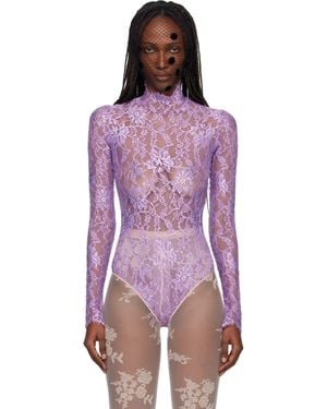 Valentino Floral Lace Bodysuit - Purple