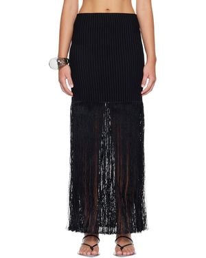 Alaïa Fringed Tube Maxi Skirt - Black