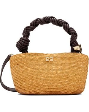 Ganni Mini Bou Straw Bag - Brown