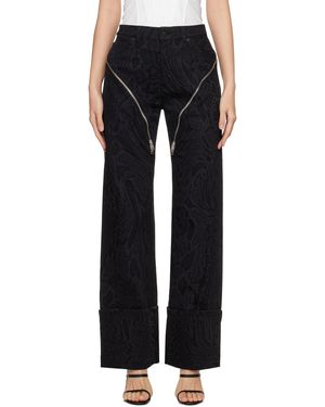 Mugler Laser Snake Denim High Rise Zip Jeans - Black