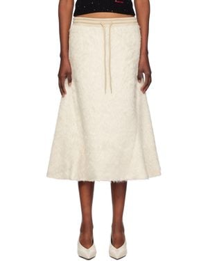 OPEN YY Shaggy Faux-Fur Midi Skirt - Natural