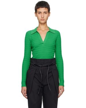 3.1 Phillip Lim ーン ハニカムステッチ ポロシャツ - グリーン
