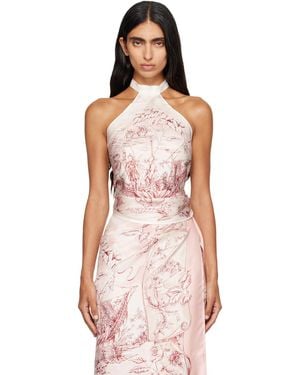 Ferragamo Voyage Print Foulard Top - Pink