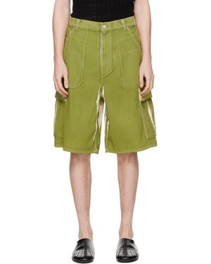 Marni Screen-Printed Denim Cargo Shorts - Green