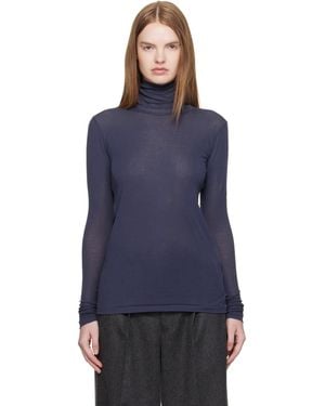 AURALEE Super High Gauge Sheer Rib Turtleneck - Blue