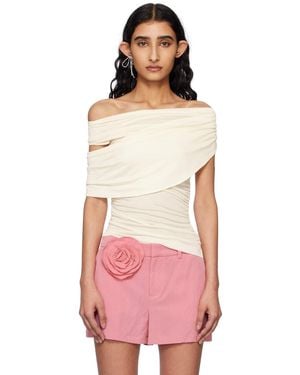 Blumarine Off- Jersey Sablé Blouse - Pink