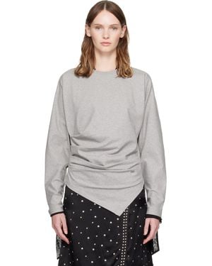 Ganni Draped Jersey T-Shirt - Grey