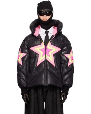 Chen Peng Blouson noir rembourré en duvet à images