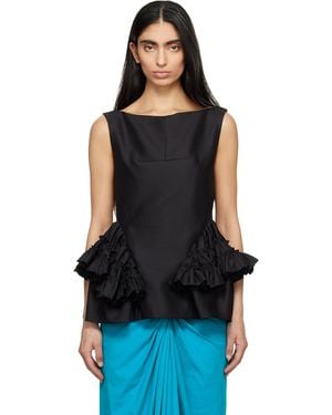Dries Van Noten Ruffled Peplum Blouse - Black