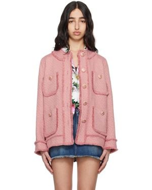 Dolce & Gabbana ピンク シングルブレスト ラッセルツイード ジャケット