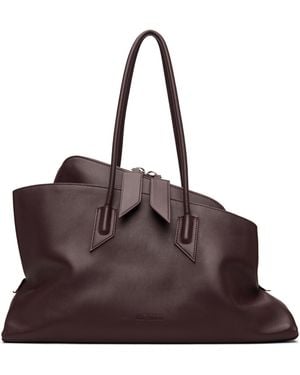 The Attico Burgundy 'La Passeggiata Medium' Top Handle Bag - Brown