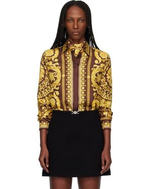 Versace Burgundy & Printed Silk Shirt - Orange