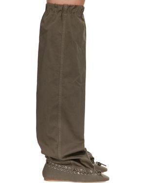 August Barron Khaki Level Flat Thigh High Tall Boots - Multicolour