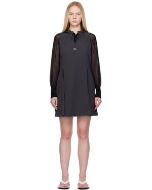 Amomento Robe Courte Grise En Nylon À Capuche - Noir