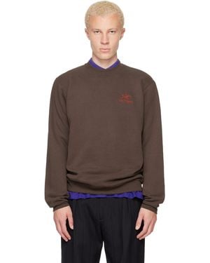 Arc'teryx Pull Molletonné Emblem Brun À Envers Molletonné Et À Col Ras Du Cou - Marron