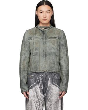 DIESEL Cotton-Hemp Satin Denim Jacket - Grey