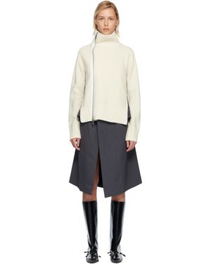 Sacai Off- Stripe Doeskinwool Knit Midi Dress - Black