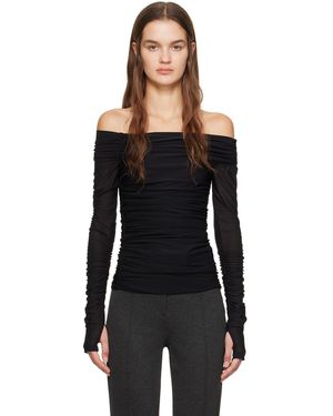 Helmut Lang Black Ruched Long Sleeve T-shirt