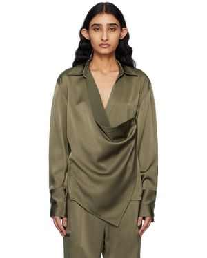 Helmut Lang Chemise Décontractée Kaki À Assemblage Cache-Cœur - Vert