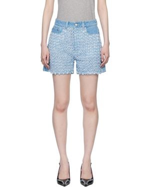 Stella McCartney Mid-Rise Bouclé Denim Shorts - Blue