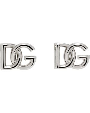 Dolce & Gabbana シルバー 'Dg' Logo ピアス - ブラック