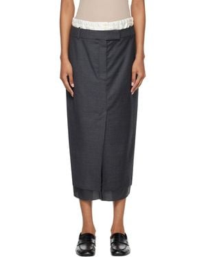 Rohe Jupe Midi Grise À Taille De Style Boxer - Noir
