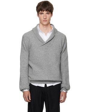 SOSHIOTSUKI Shawl Collar Knit Jumper - Grey