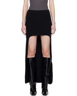 Courreges Circle Edged Long Knit Midi Skirt - Black