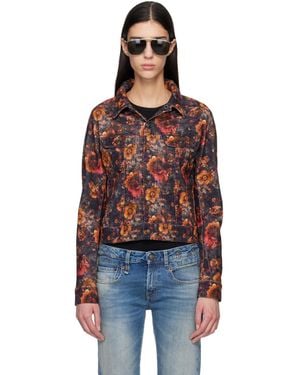 R13 Skinny Denim Trucker Jacket - Orange