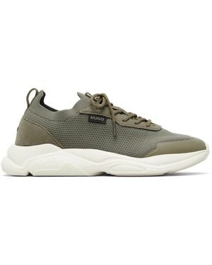 HUGO Woven & Faux-Suede Trainers - Black
