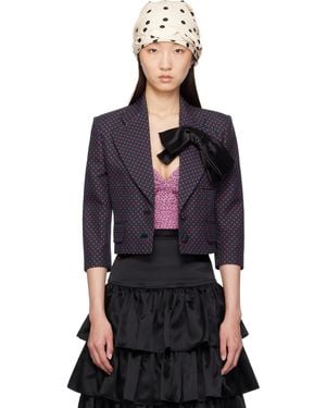 Valentino ネイビー Plusdepois Bow プリント ジャケット - ブラック