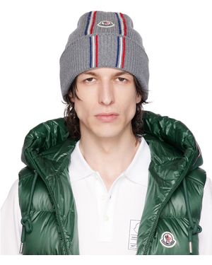 Moncler グレー ロールドブリム ビーニー - グリーン