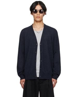 Maison Margiela Suede Elbow Patch Cardigan - Blue