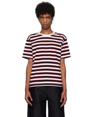 Marni ブラック＆ホワイト ボーダー Tシャツ - レッド