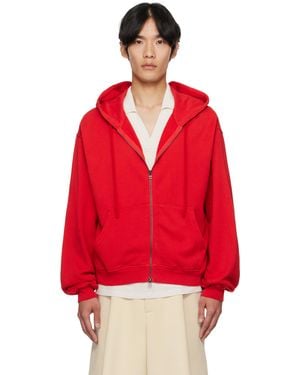 The Elder Statesman Pull À Capuche Rouge À Glissière