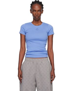 Marine Serre Moon Logo Ribbed Jersey Baby Fit T-Shirt - Blue