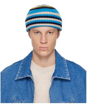 Marni Striped Ribbed Beanie - Blue