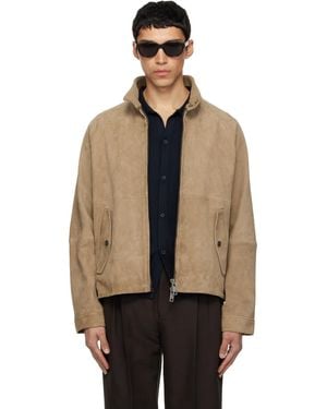 HUGO Tan Goatskin Suede Jacket - Black