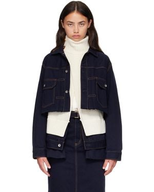 Sacai Wool Knit X Denim Jacket - Blue