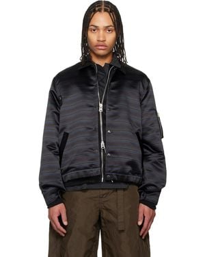Sacai Horizontal Stripe Blouson Bomber Jacket - Black