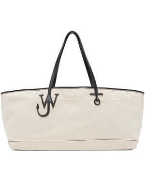 JW Anderson オフホワイト キャンバス Stretch Anchor トートバッグ - ブラック