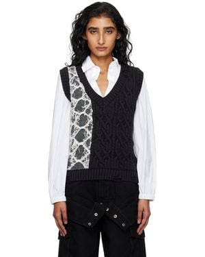 ANDERSSON BELL Boucle Cable Patchwork Knit Vest - Black