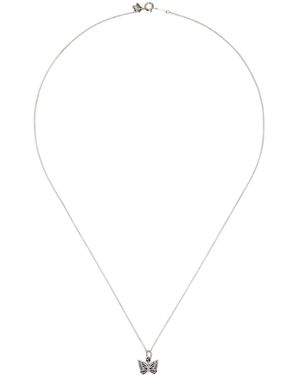 Needles Silver Butterfly Necklace - White