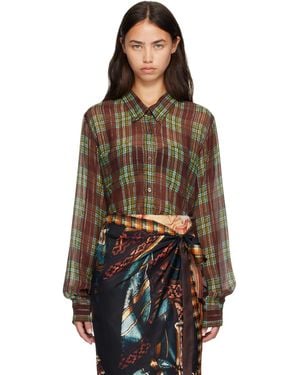 Dries Van Noten Burgundy Loose Lurex Shirt - Brown