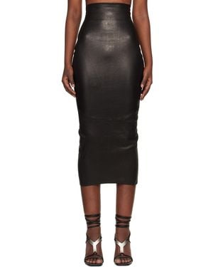 Rick Owens Temple Dirt Pilla Leather Midi Skirt - Black