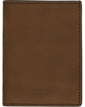 Tom Ford Nubuck 'T Line' Folding Card Holder - Brown